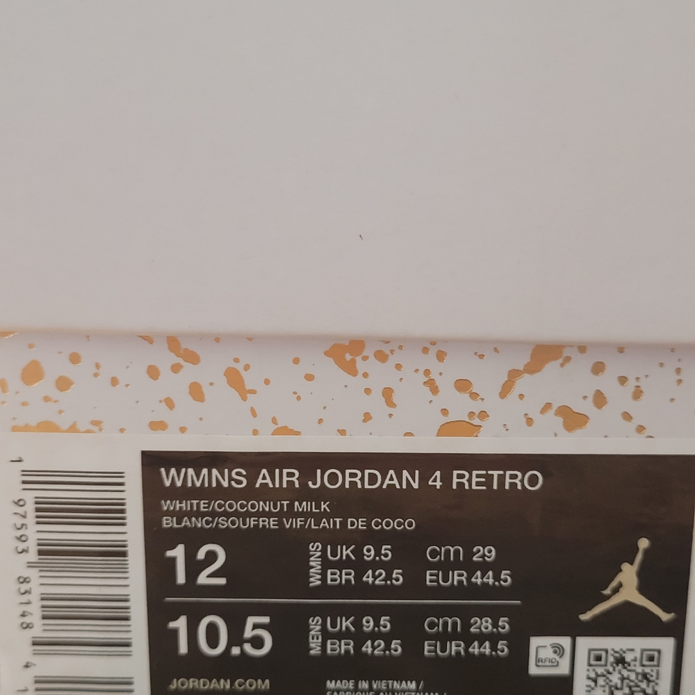Jordan Air 4 Retro in White and Coconut Milk Men Size 10.5 - Picture 7 of 7